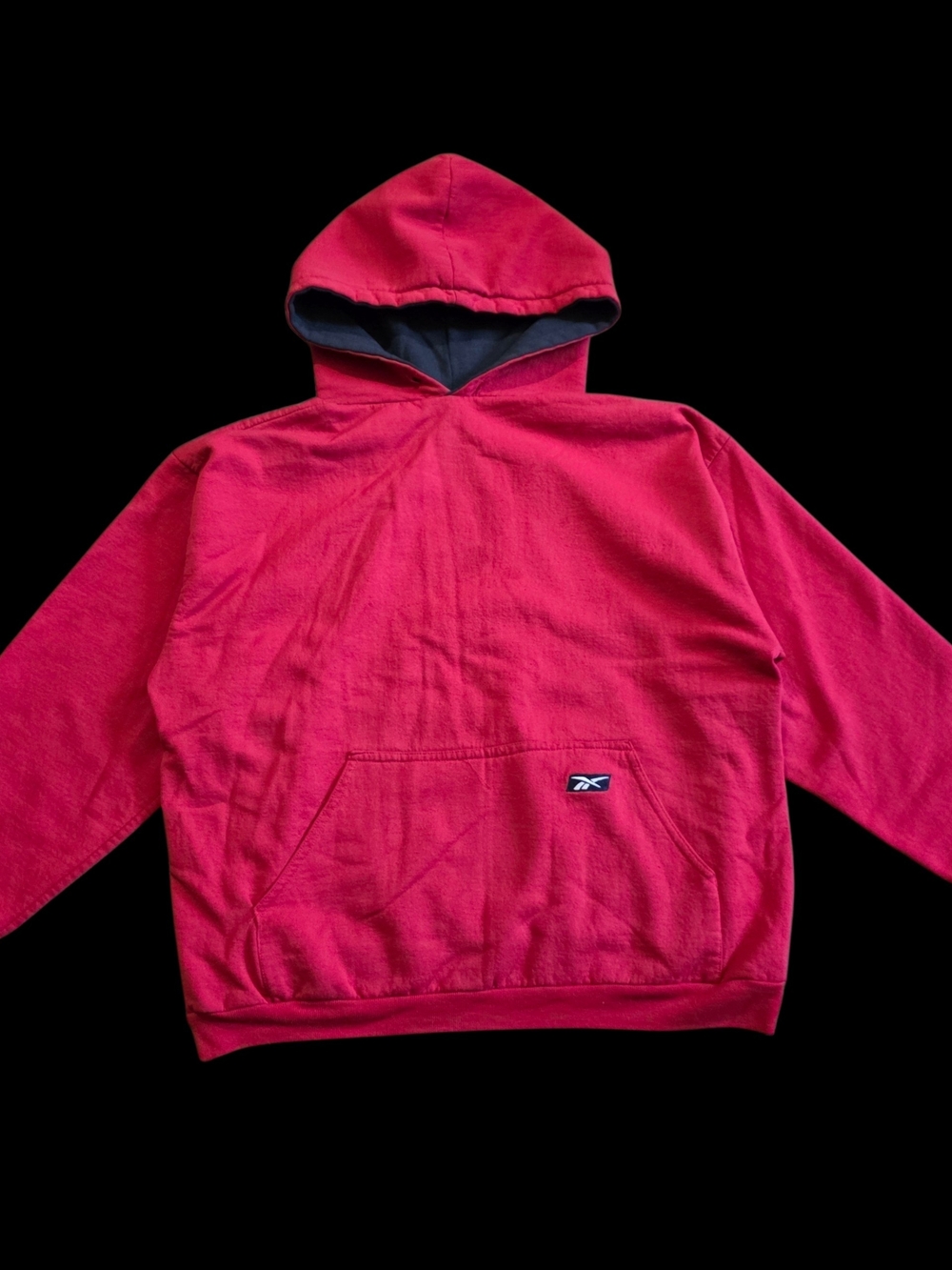 90's Reebok Red and Navy Hooded Pullover